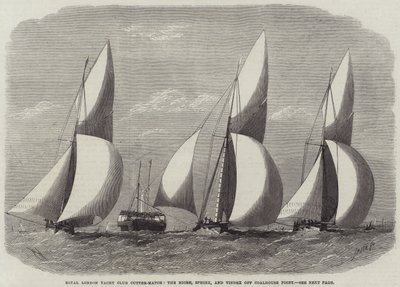 Royal London Yacht Club Cutter-Match, de Niobe, Sphinx en Vindex bij Coalhouse Point door Edwin Weedon